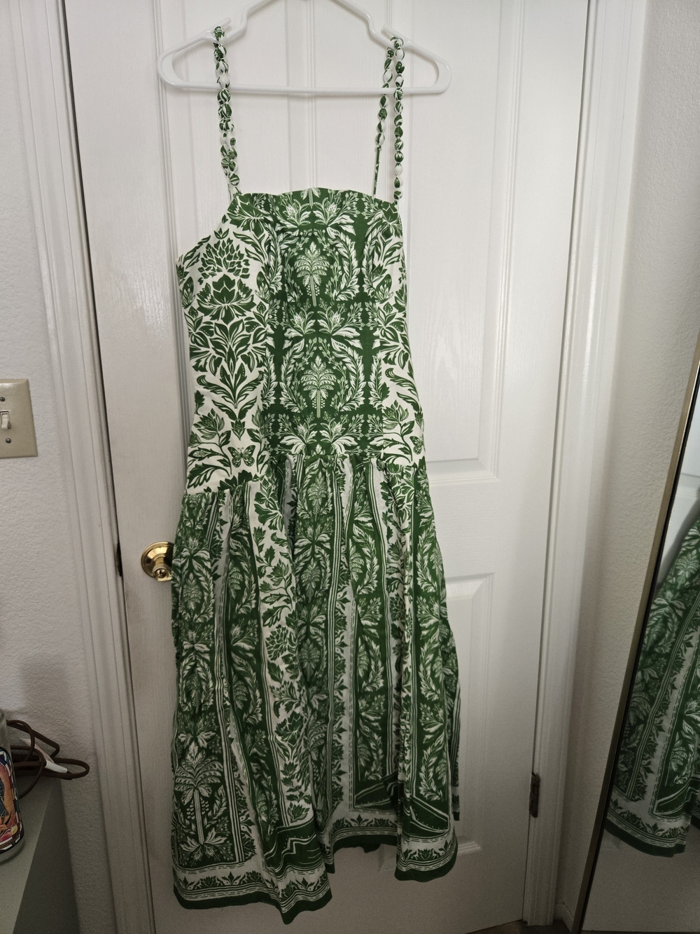 FARM Rio Green and White Sundress